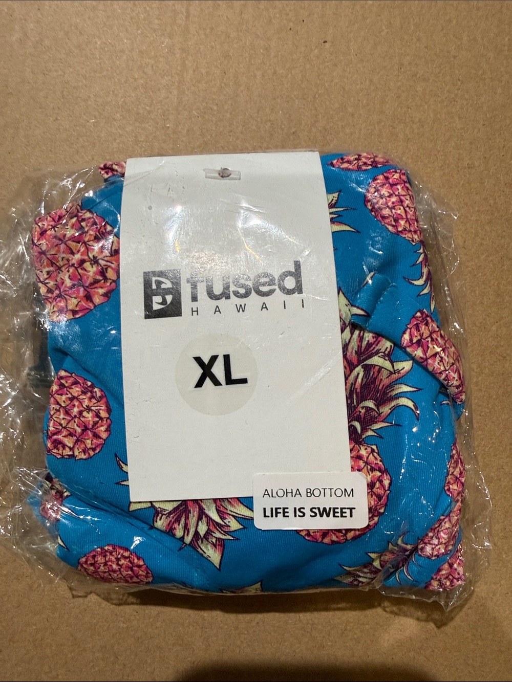 fused Hawaii Aloha Bikini Bottom - Blue Pineapple Print (XL)